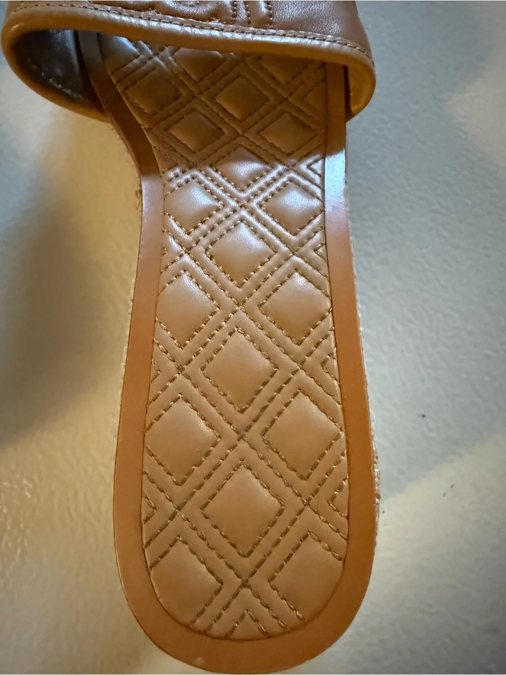 Tory Burch Fleming Espadrille Wedge Slides - Tan, Size 6.5